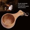 Gavigain Wooden Cup,Traditional Nordic Camping Wooden Mug Portable Handcrafted Coffee Cups with Lanyard and Carabiner Lightweight Resistant Drinking Cup for Coffee Tea Milk view 2