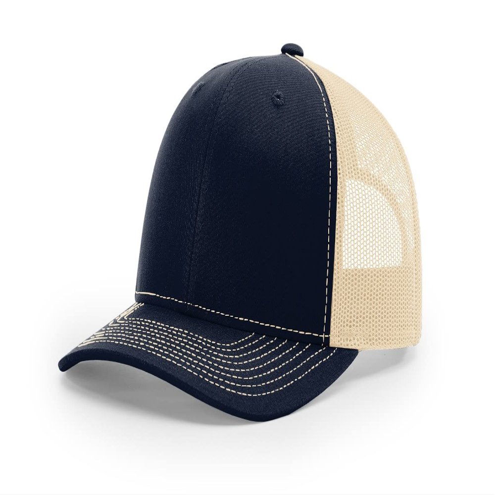 R RICHARDSON Unisex 112 Trucker Adjustable Snapback Baseball Cap, Navy/Khaki, One Size Fits Most