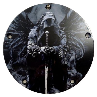 Custom Aluminum 5 Hole Narrow Profile 2016+ Touring Derby Clutch Cover for Harley Davidson - Dark Angel Reaper (Matte Finish, 2016+ Touring & Trike Models)