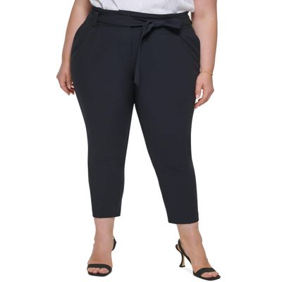 Calvin Klein Womens Plus Pleated Lined Straight Leg Pants Navy 22W