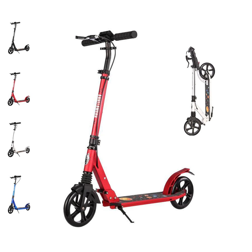GLDDFDG Scooter for Kids Ages 8+,Weighing Up to 300 Lbs,Lightweight Sports Scooter,Quick Folding,Adjustable Height, Large Wheels,Dual-Brake System,Best Gift for Age 8 Up Kids Girls Boys Teens,Red