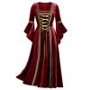 NATHGAM Womens 2023 Renaissance Clothing Dress Square Neck Sleeveless High Low Fairy Dress Vintage Medieval Steampunk Dress Red view 1