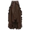 NATHGAM Women's Steampunk Dress Halloween Gothic Wrap Skirt Victorian Ruffle Pirate Skirt Ladies High Low Steampunk Skirts Brown view 1