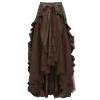 NATHGAM Women's Steampunk Dress Halloween Gothic Wrap Skirt Victorian Ruffle Pirate Skirt Ladies High Low Steampunk Skirts Brown view 3