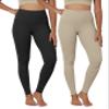 ODODOS 2-Pack Buttery Soft Lounge Yoga Leggings for Women Full Length 28" High Waist Yoga Pants, Black+Shaker Beige, X-Large view 1