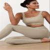 ODODOS 2-Pack Buttery Soft Lounge Yoga Leggings for Women Full Length 28" High Waist Yoga Pants, Black+Shaker Beige, X-Large view 2