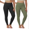 ODODOS 2-Pack Buttery Soft Lounge Yoga Leggings for Women Full Length 28" High Waist Yoga Pants, Black+Dark Olive, X-Small view 1