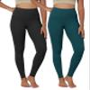 ODODOS 2-Pack Buttery Soft Lounge Yoga Leggings for Women Full Length 28" High Waist Yoga Pants, Black+Forest Teal, Medium view 1