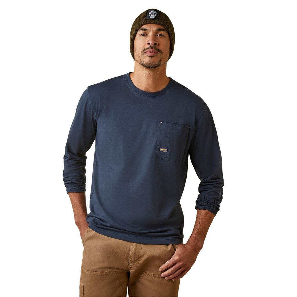 ARIAT Men's Rebar Workman Union Eagle - Navy, Large