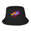 Hearts Venezuela Flags and Puerto Rico Flag Bucket Hat for Men Women Summer Beach Hat Fishing Cap Sun Hats Black view 1