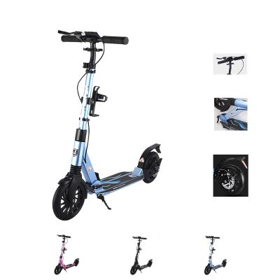 GLDDFDG Scooters for Adults,Folding Kick Scooter for Ages 12 Years And Up,Two Wheeled(200Mm),Adjustable Handlebar, Dual Brakes System, Lightweight Sports Commuter Scooter, for Riders Up To 220 Lbs,Blu