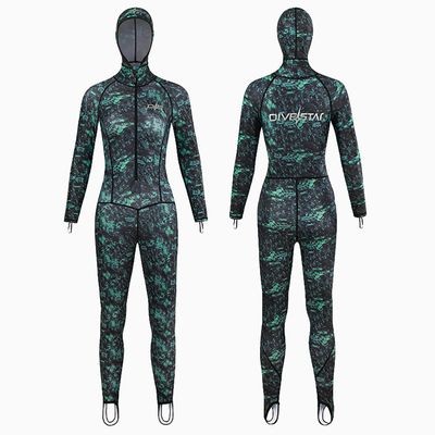 0.5MM Men's Women's Full Body Wetsuit, Ultra Stretch One Piece Diving Wet Suits with Front Zip Hooded for Snorkeling Surfing Canoeing Scuba,Women,L