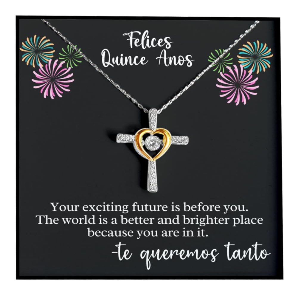 CrossDancingNecklace FelicesQuinceAnos-CrossNecklace-Christian15thBirthday-QuinceGift-CrossForDaughter