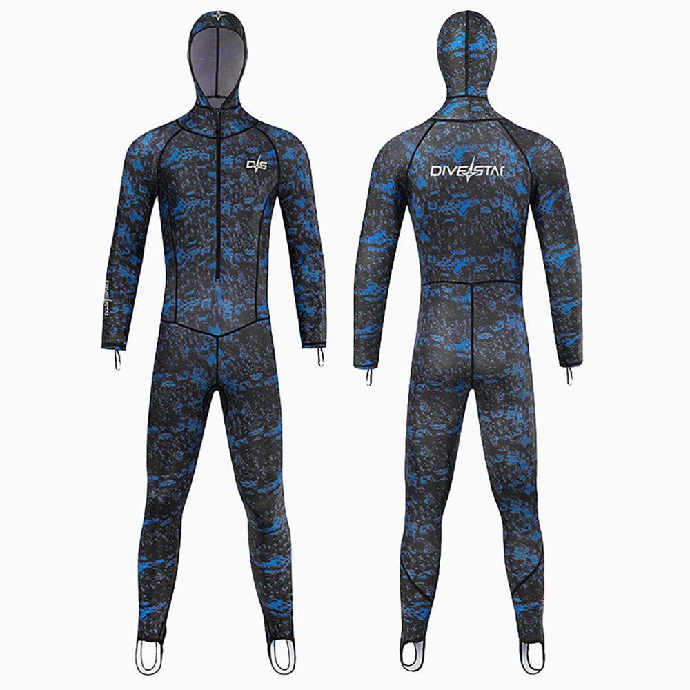 0.5MM Men's Women's Full Body Wetsuit, Ultra Stretch One Piece Diving Wet Suits with Front Zip Hooded for Snorkeling Surfing Canoeing Scuba,Men,M