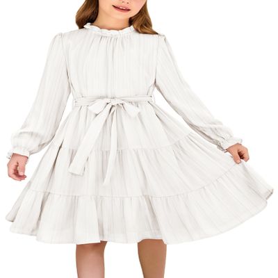 Arshiner Girls White Dress Party Wedding Fall Long Sleeve Tween Special Occasion Dresses 10-12