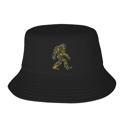 Sasquatch Camouflage Bigfoot Bucket Hat for Men Women Summer Beach Hat Fishing Cap Sun Hats Black
