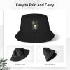 Camo American Flag and Sasquatch Bigfoot Bucket Hat for Men Women Summer Beach Hat Fishing Cap Sun Hats Black view 3