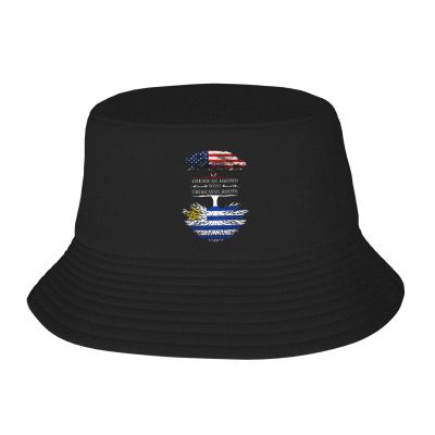 American Grown with Uruguayan Roots Uruguay Flag Bucket Hat for Men Women Summer Beach Hat Fishing Cap Sun Hats Black