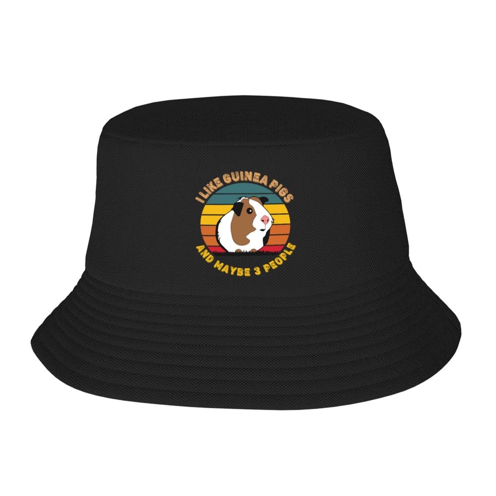 I Like Guinea Pigs and Maybe 3 People Bucket Hat for Men Women Summer Beach Hat Fishing Cap Sun Hats Black