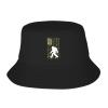 Camo American Flag and Bigfoot Sasquatch Bucket Hat for Men Women Summer Beach Hat Fishing Cap Sun Hats Black view 1