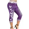 Women's Seamless Leggings Denim Look Butterfly Print High Waist Workout Gym Running Yoga Shorts/Capri Leggings view 1