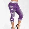 Women's Seamless Leggings Denim Look Butterfly Print High Waist Workout Gym Running Yoga Shorts/Capri Leggings view 3
