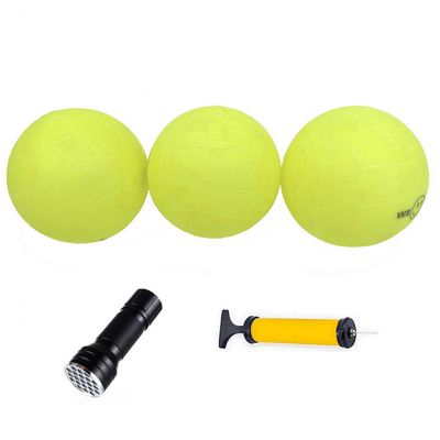 Aolowewin Glow in The Dark Balls, Spike Replacement Ball, Roundnet Game Ball - Play at Night, Light Up for 20-30 Minutes (3X Balls with Pump & Flashlight)