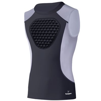 Youper Adult Padded Chest Protector Shirt, Heart-Guard/Sternum Protection for Baseball, Football, Lacrosse & Goalies (Large, Black/Grey)