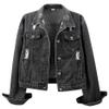 Kedera Womens Washed Black Button Up Long Sleeve Denim Trucker Jacket Distressed Ripped Denim Jackets Fashion Distressed Jean Jacket for Women with Pockets (US 20-22) 2XL view 1