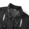 Kedera Womens Washed Black Button Up Long Sleeve Denim Trucker Jacket Distressed Ripped Denim Jackets Fashion Distressed Jean Jacket for Women with Pockets (US 20-22) 2XL view 4