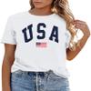 YI XIANG RAN USA Flag Tee Shirt Women 4th of July Gift T Shirt Casual Short Sleeve American Proud T-Shirt Tops(White4, Large) view 1