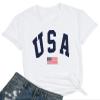 YI XIANG RAN USA Flag Tee Shirt Women 4th of July Gift T Shirt Casual Short Sleeve American Proud T-Shirt Tops(White4, Large) view 3