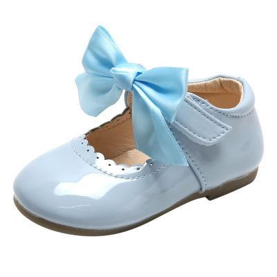 Ikevan Soft Sole Shoes 0 to 7Y Girls Dress Shoes For Boys Wedding Bowknot Girl Shoes Party School Shoes (Light Blue, 7 Toddler)