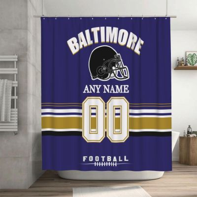 Midkepf Custom Baltimore Shower Curtain for Bathroom, Personalized Football Style Shower Curtains, Customizable Any Name and Number Bath Curtain Gifts for Men Women Fans