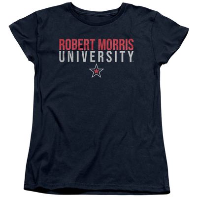 Robert Morris University Official Stacked Women's T Shirt, Navy, Medium