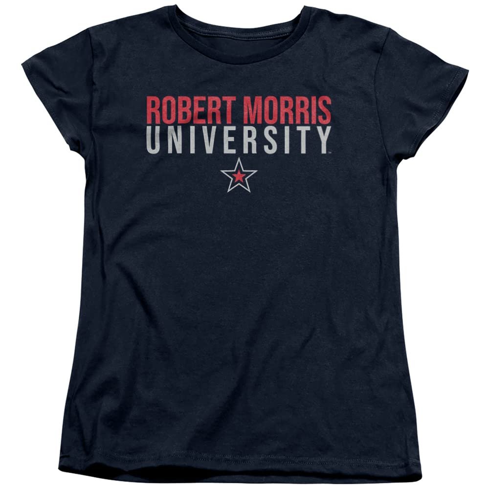 Robert Morris University Official Stacked Women's T Shirt, Navy, Medium