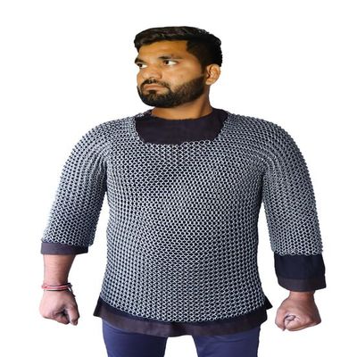 THE MEDIEVALS chainmail Haubergeon Half Sleeve Shirt Mild Steel 10 MM ID Butted Ring