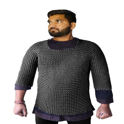 THE MEDIEVALS chainmail Haubergeon Half Sleeve Shirt Mild Steel 10 MM ID Butted Ring