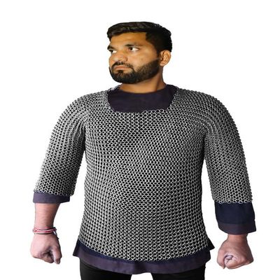 THE MEDIEVALS chainmail Haubergeon Half Sleeve Shirt Mild Steel 10 MM ID Butted Ring