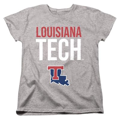 Louisiana Tech University Official Stacked Women's T Shirt, Athletic Heather, Large