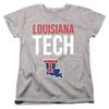 Louisiana Tech University Official Stacked Women's T Shirt, Athletic Heather, Large view 1