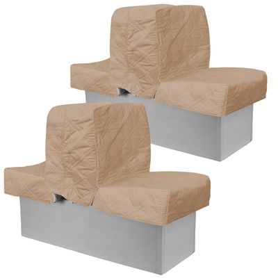 Back to Back Boat Seat Covers Replacement Boat Lounge Seat Covers, Soft Microfiber Fabric, 100% Waterproof Boat Covers for Damaged Seats (2 Sets Gray Brown)
