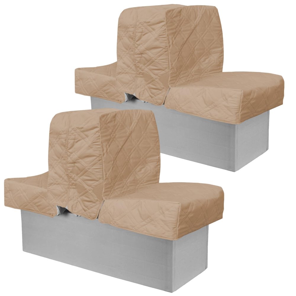 Back to Back Boat Seat Covers Replacement Boat Lounge Seat Covers, Soft Microfiber Fabric, 100% Waterproof Boat Covers for Damaged Seats (2 Sets Gray Brown)
