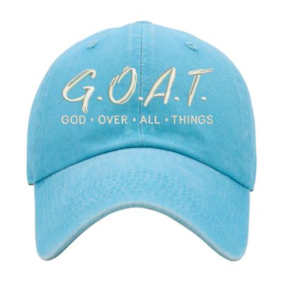ALLNTRENDS God Over All Things Hat Pigment Washed Cotton Baseball Cap (Baby Blue)