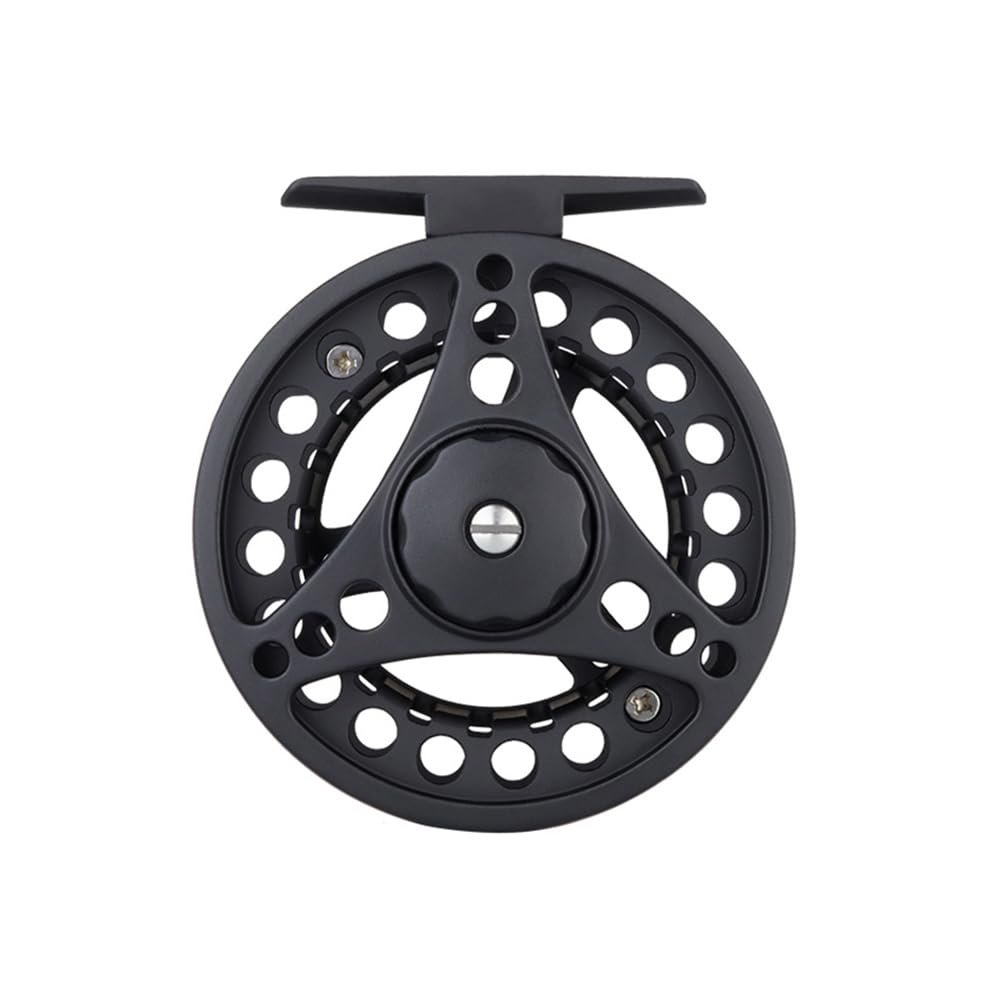 SagaSave Fishing Reel for Basic Fishing Lines Aluminium Alloy Fly Fishing Reel with Adjustment Knob Left/Right Seawater & Freshwater Fishing (Black, 95MM)