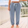AUTOMET Womens High-Waisted Sweatpants with Pockets, Loose Lounge & Pajama Pants for Fall, Winter, Spring Yoga Travel Greyblue S view 2