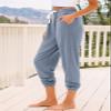 AUTOMET Womens High-Waisted Sweatpants with Pockets, Loose Lounge & Pajama Pants for Fall, Winter, Spring Yoga Travel Greyblue S view 3