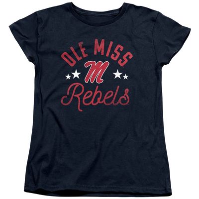 University of Mississippi Official Rebels Women's T Shirt, Navy, Large