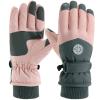 Trifabricy Winter Ski Gloves - Waterproof Windproof Glove for Men & Women, Touchscreen Snow Gloves for Cold Weather, Thermal Warm Glove for Skiing Snowbarding Driving, Pink-Grey view 1