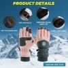 Trifabricy Winter Ski Gloves - Waterproof Windproof Glove for Men & Women, Touchscreen Snow Gloves for Cold Weather, Thermal Warm Glove for Skiing Snowbarding Driving, Pink-Grey view 4